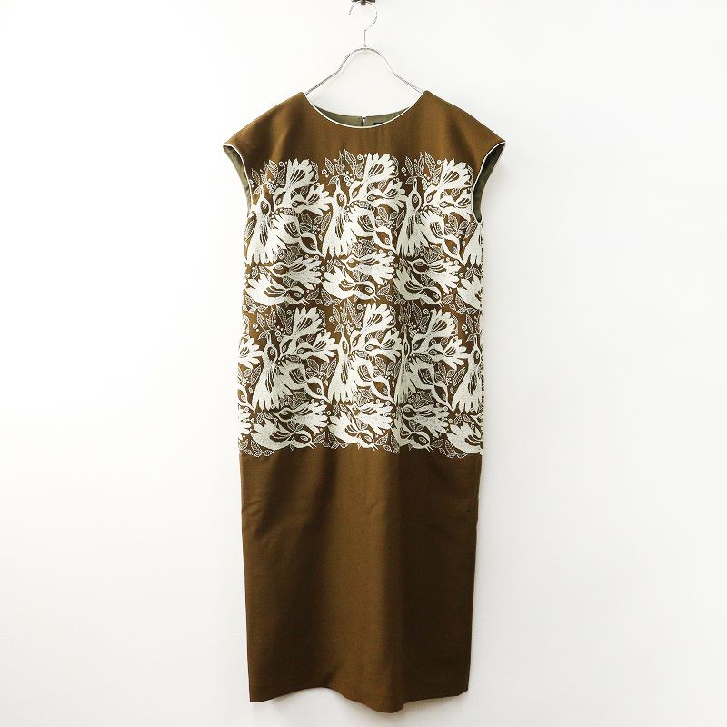 ♥ 2025 AW ミナペルホネン mina perhonen carnival ドレス 38 ブラウン 刺繍 ワンピース ウール 鳥 ロング