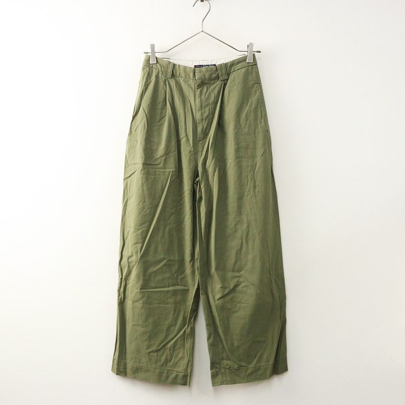 パラスパレス　コットンパンツ　ワイドパンツ　サイズ2 パラスパレス Pal'las Palace コットンタックワイドパンツ 2＼カーキ