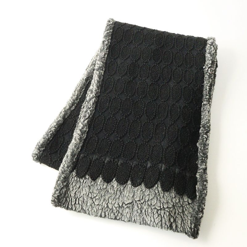 ミナペルホネン mina perhonen tarte ボアマフラー ｜ブラック グレー