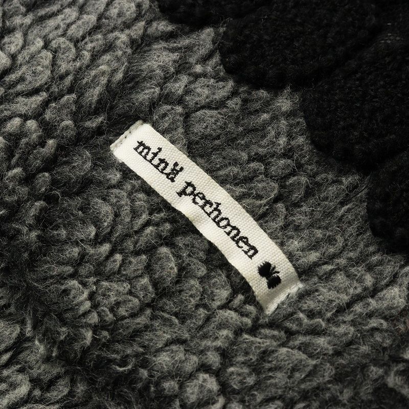 ミナペルホネン mina perhonen tarte ボアマフラー ｜ブラック グレー