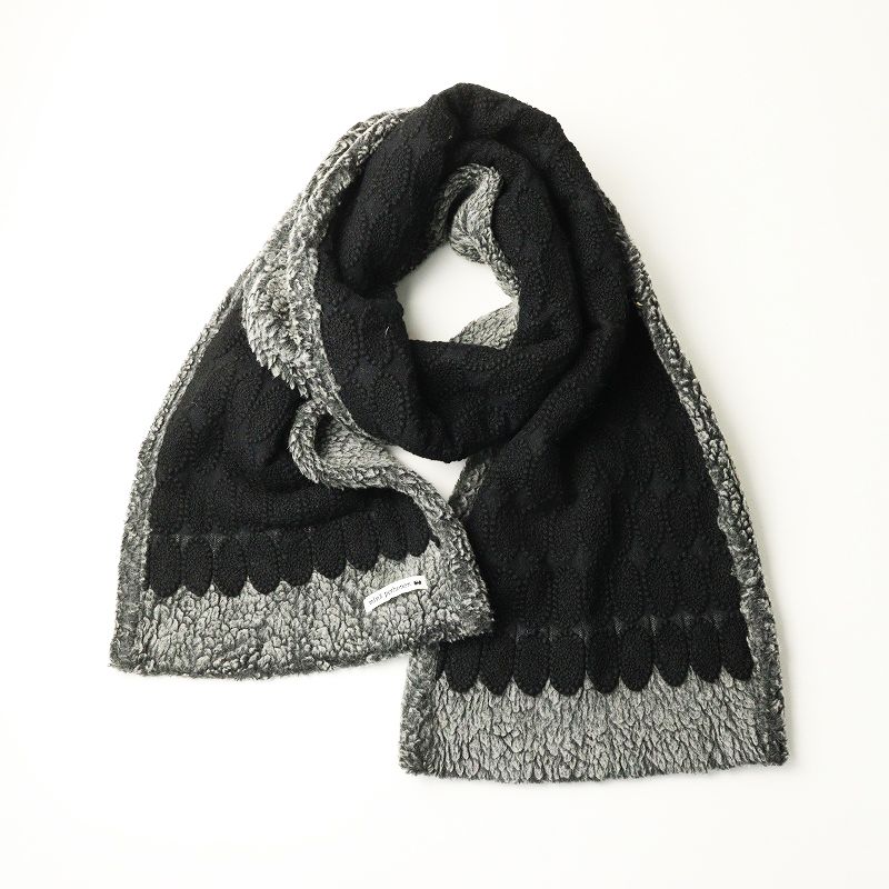 ミナペルホネン mina perhonen tarte ボアマフラー ｜ブラック グレー