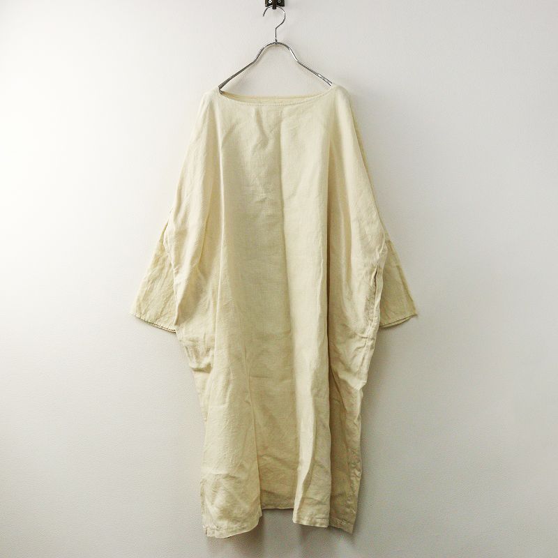 ネストローブ nest Robe 起毛リネンドルマンワンピース F‖ライトベージュ ドレス ロング フ ワイド ゆったり