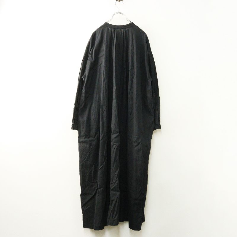 定価3 7万 2025 AW ネストローブ nest Robe UpcycleLino 切替えスリーブワンピース インクブラック┃コットンリネン