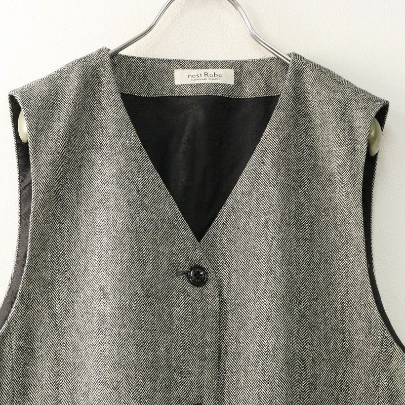 ネストローブ　リトアニアリネンツイル　2way ベスト 美品 定価3.7万 2025AW今季 ネストローブ nest Robe リネンウール