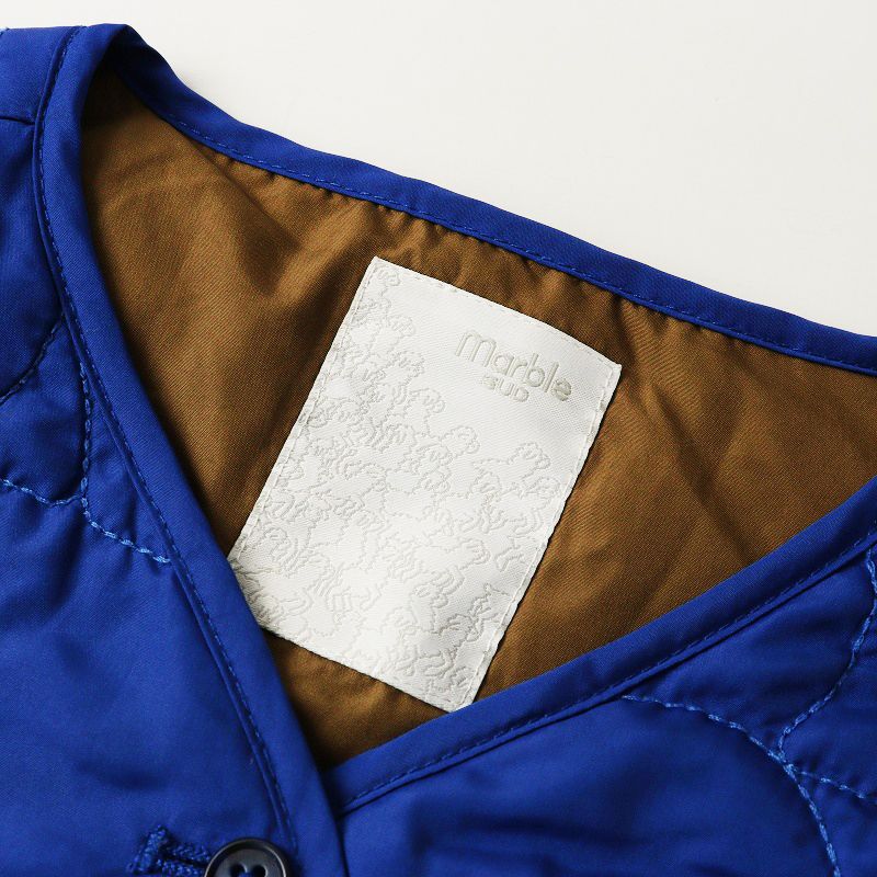 2022AW マーブルシュッド marble SUD Bearキルト Long Vest‖ブルー