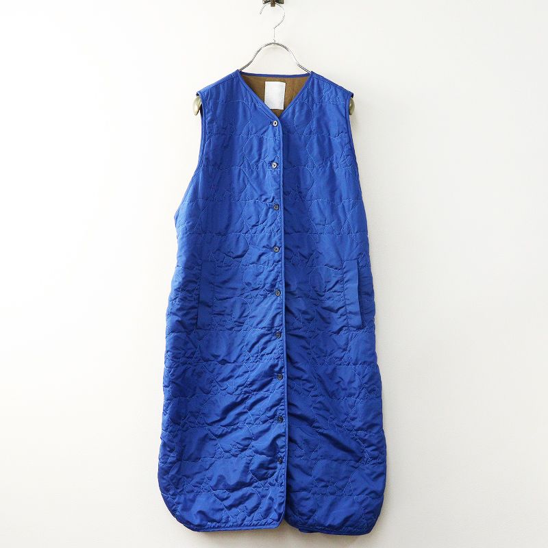 マーブルシュッド marble SUD フラワーキルティングロングベスト 2022AW マーブルシュッド marble SUD Bearキルト Long Vest‖ブルー