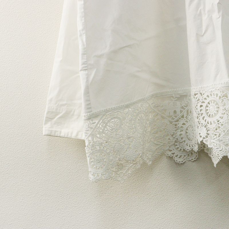 2023AW マーブルシュッド marble SUD doily lace ハイネックチュニックブラウス‖ホワイト トップス 前開き 長袖【2400014730548】 2023AW マーブルシュッド marble SUD doily lace ハイネックチュニック