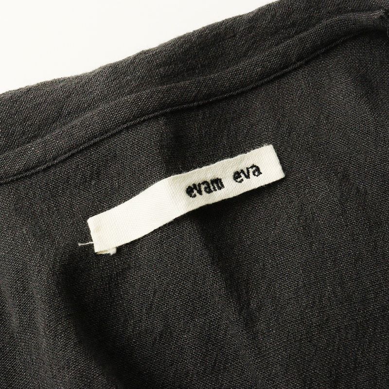 エヴァムエヴァ evam eva リネン ウール コットン カシュクール カーディガン ｜チャコールグレー トップス 羽織り【2400014728514】 エヴァムエヴァ evam eva リネン ウール コットン カシュクール