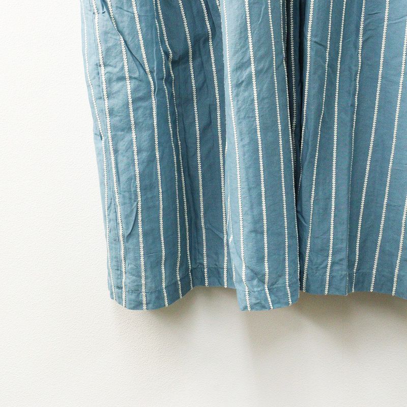 刺繍ギャザーワンピース‖サックス系