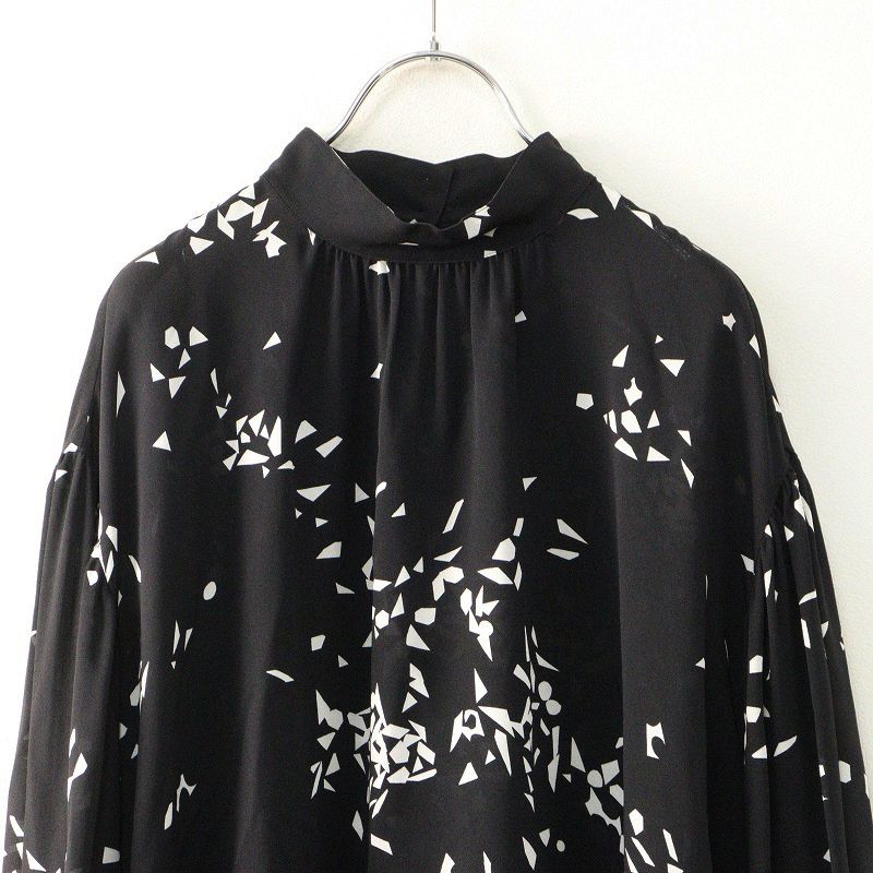 ミナペルホネン stille ブラックシルクロングワンピース　38 訳あり ミナペルホネン stille ブラックシルクロングワンピース 38 訳あり