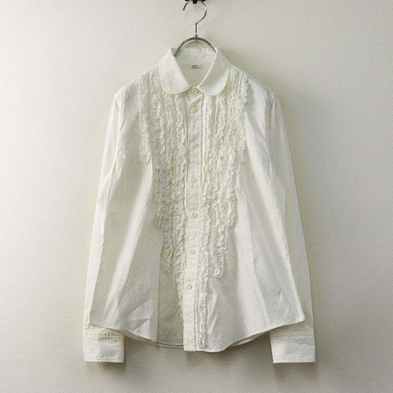 45 R rpm フォーティファイブアール 薄オックスのプティローファーシャツ 2 ホワイト コットン フリル ブラウス