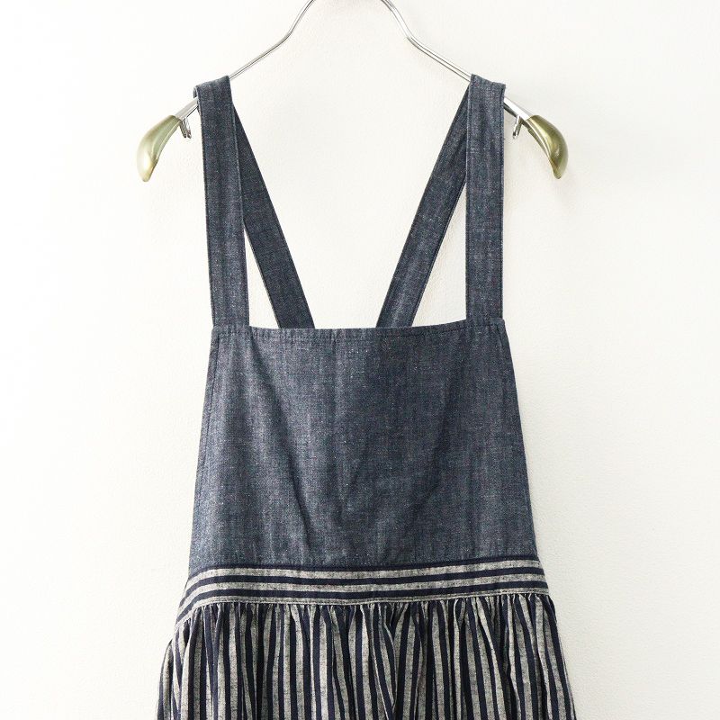 グランマママドーター GRANDMA MAMA コットンストライプエプロンスカート F ネイビー インディゴ その他 その他