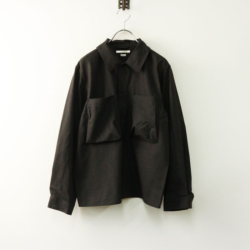2025 SS ブラームス blurhms WOOL VOILE GUSSET PKT SHIRT ウールボイルガゼットポケットシャツ 0 チャコール┃