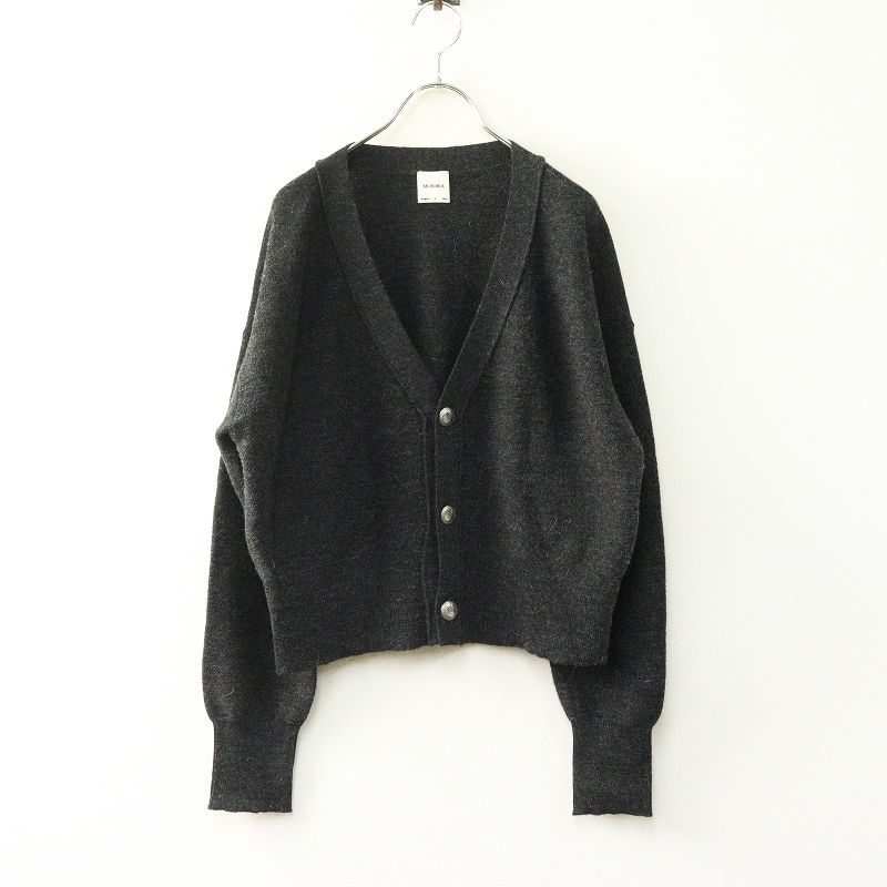 モリカ MORIKA アルパカ ゴルフカーディガン F チャコールグレー 羽織り Ｖネック 短丈 ショート