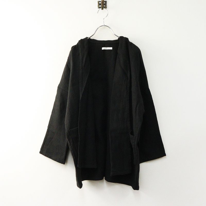 定価2 6万 2025 AW エヴァムエヴァ ヴィー evam eva vie linen wool short rove リネンウールショートローブ 黒┃