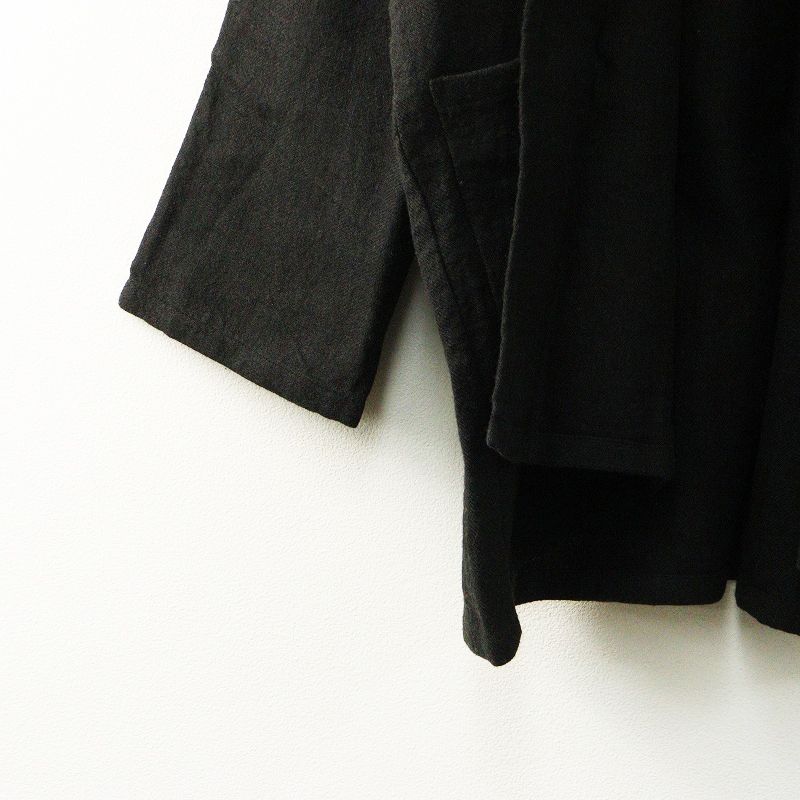 定価2 6万 2025 AW エヴァムエヴァ ヴィー evam eva vie linen wool short rove リネンウールショートローブ 黒┃ モード系 その他 