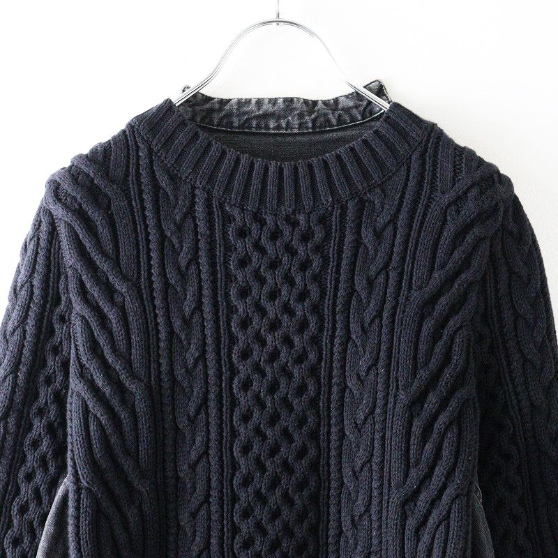 2021SS サカイ sacai ケーブルニットxデニムドッキングプルオーバー 3
