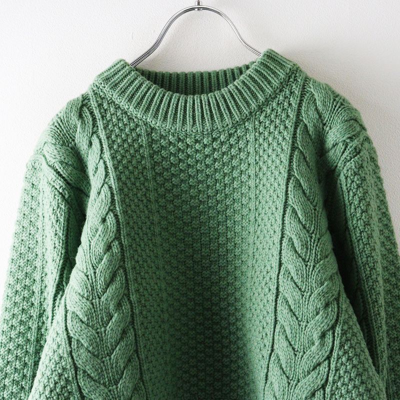 未使用 クラネ CLANE TINY CABLE KNIT TOPS 2＼グリーン ケーブル