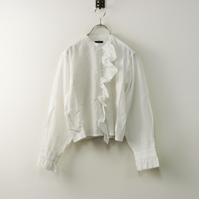 定価4 1万 2025 SS イレーヴ YLEVE COTTON LAWN RUFFLED BL コットンローンラッフルブラウス 0 ホワイト┃