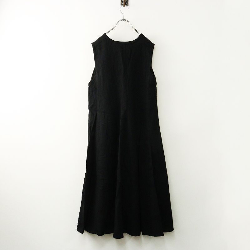 2025年 イレーヴ YLEVE LINEN COTTON MESH OP ノースリーブ リネンコットン メッシュワンピース 1 ブラック┃