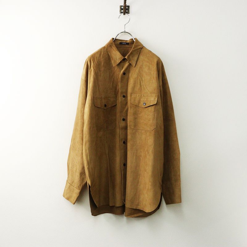 定価10 7万 2025 SS イレーヴ YLEVE ラムスエードレザーシャツ 3 キャメルベージュ┃ゴートレザー ブラウス