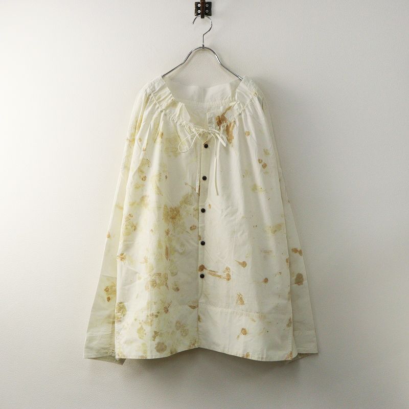 2025 SS キタン quitan Ao Dai SHIRT FLOWER プリント コットンシルク フリルカラーシャツ F エクリュ┃ブラウス