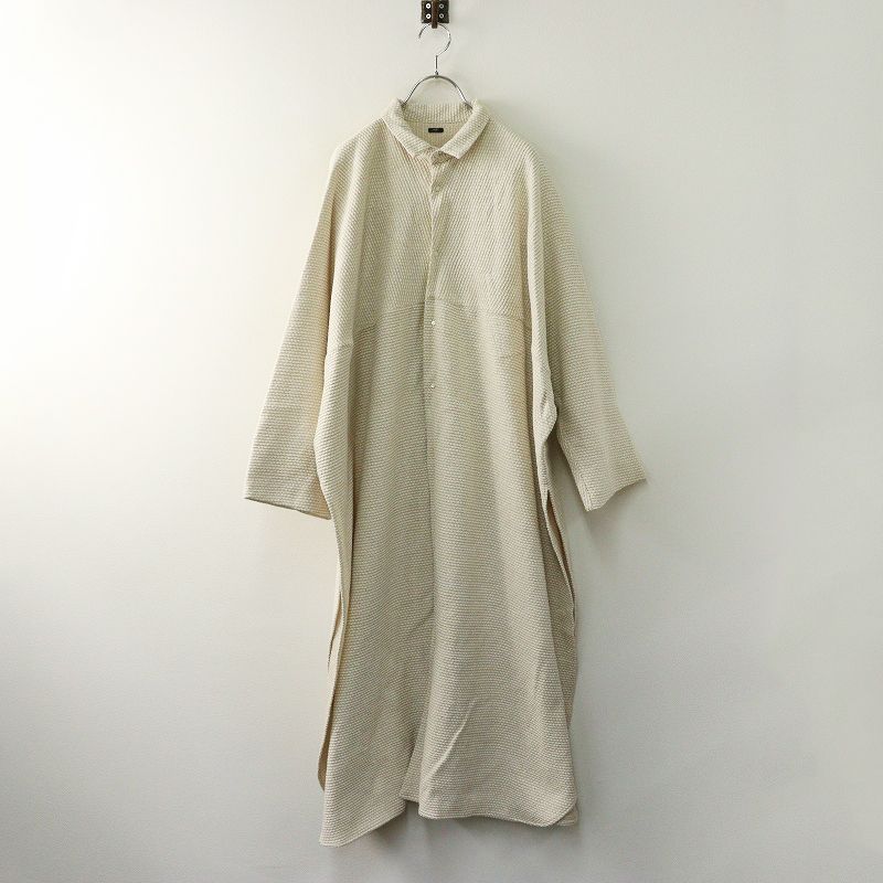 定価4 5万 2025 AW キタン quitan Ao Dai Long Shirts カンタ調 刺し子カディコットン ロングシャツ 0 ベージュ┃