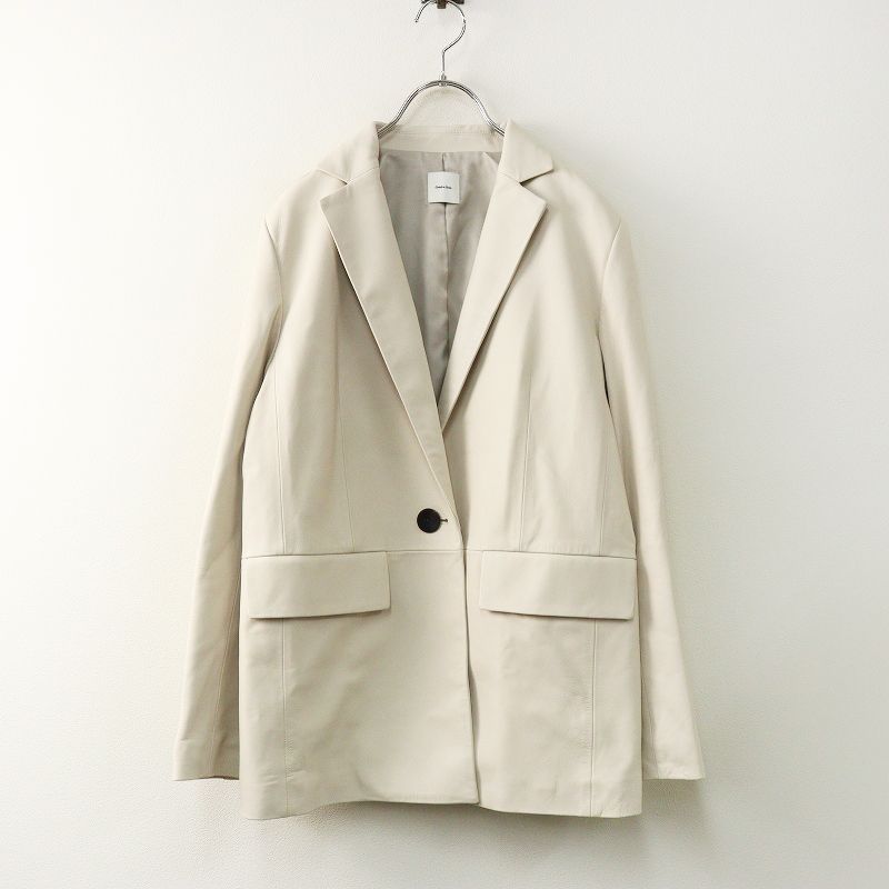 定価6 9万 2025 SS スピック＆スパン Spick Span シープレザーテーラードジャケット 36 ライトベージュ 羊革