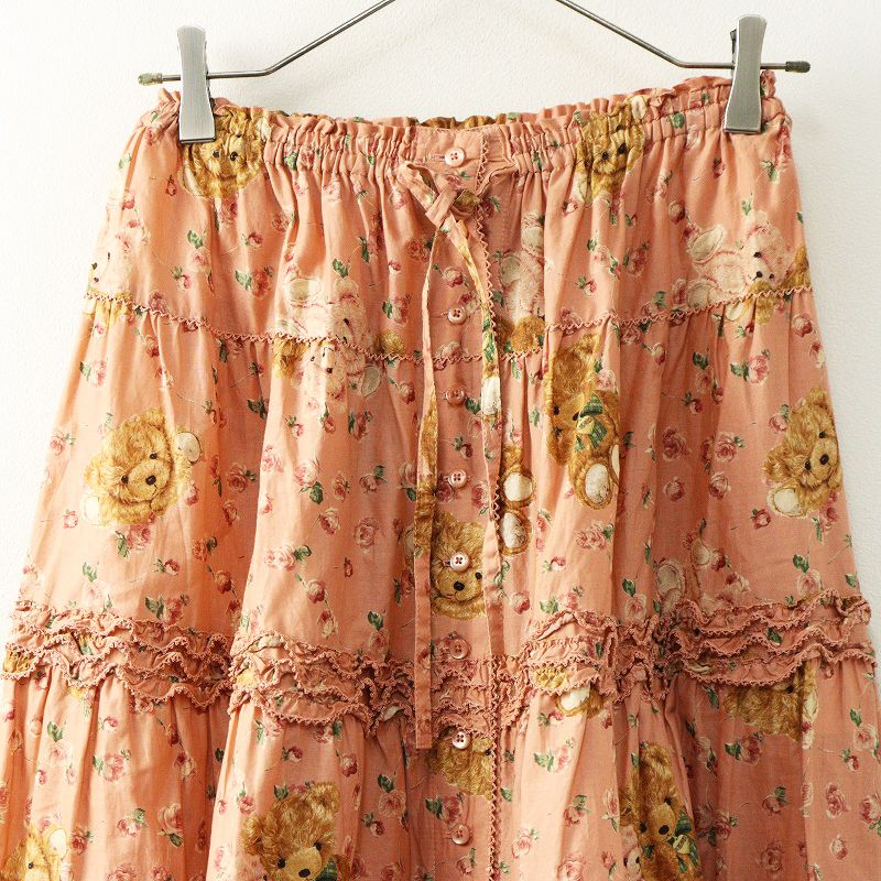 ピンクハウス PINK HOUSE テディベアローズ プリント スカート