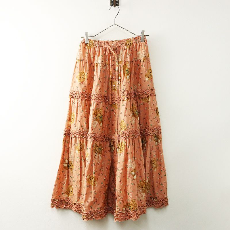 ピンクハウス PINK HOUSE テディベアローズ プリント スカート