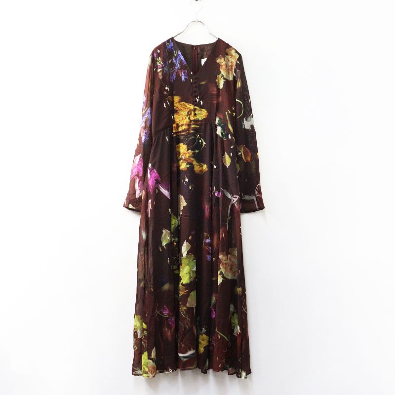 2024AW アメリ Ameri VINTAGE UND SCAN FLOWER DRESS フラワードレス M