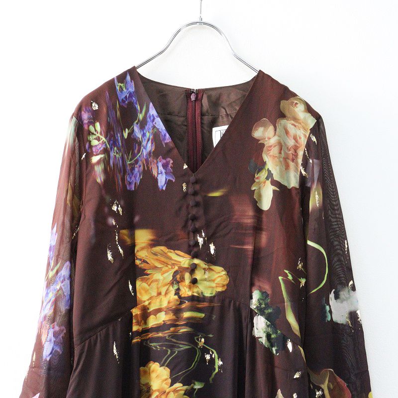  2025 AW アメリ Ameri VINTAGE UND SCAN FLOWER DRESS フラワードレス M ブラウン ワンピース その他 その他