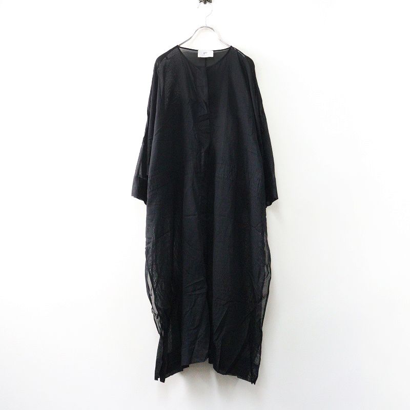 2025 SS プルミエアロンディスモン 1 er Arrondissement 綿オーガンジーロングシャツ ブラック ドレス
