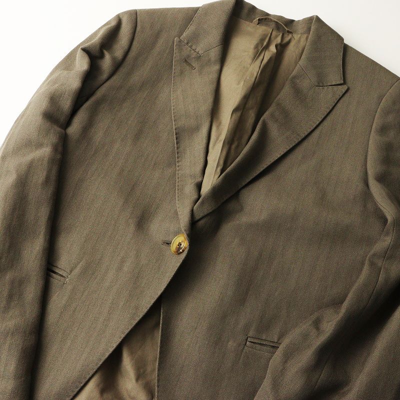 マーガレットハウエル・リネンテーラードジャケット・ブラウン マーガレットハウエル MARGARET HOWELL リネンウールヘリンボーン1B