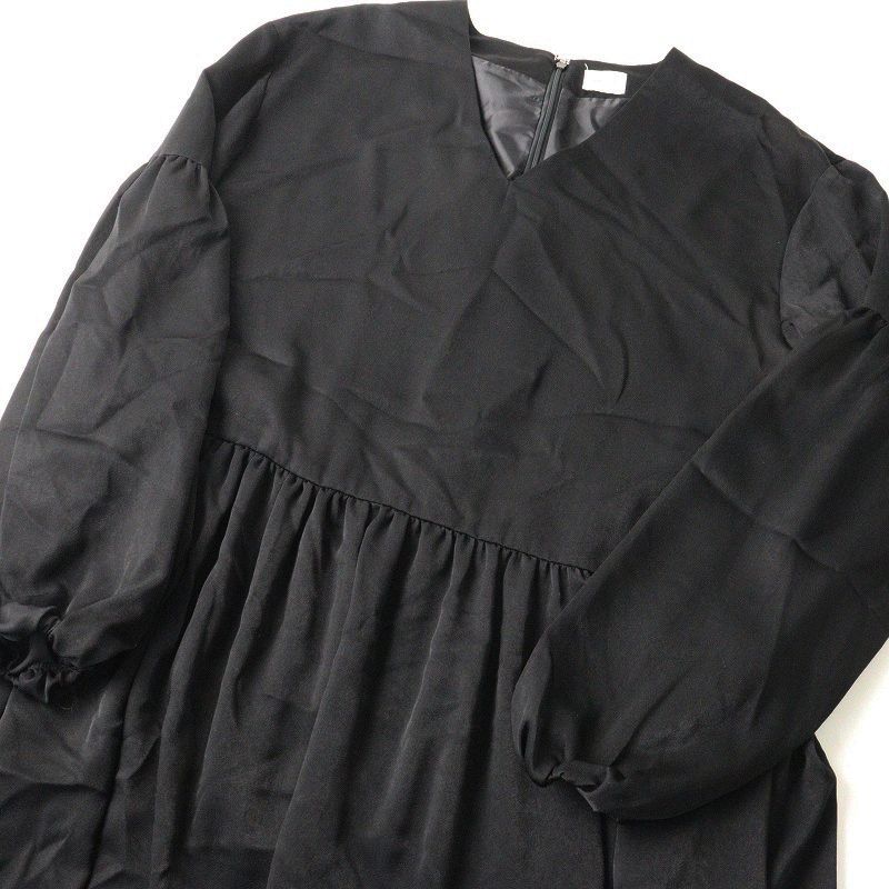  マノフ MANOF GATHER ONE PIECE ピンストライプ ギャザー ワンピース M ブラック その他 その他