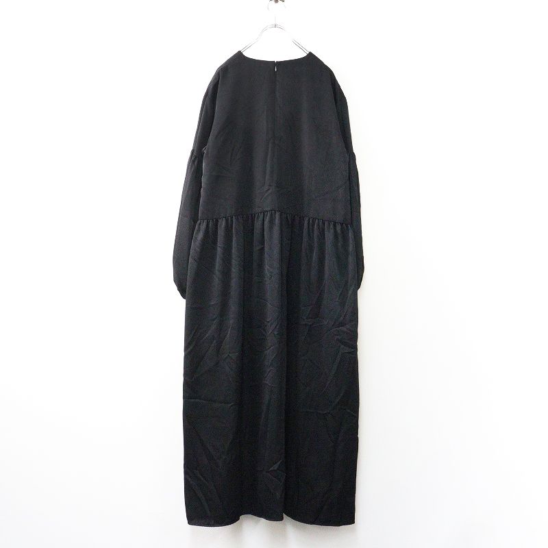 マノフ MANOF GATHER ONE PIECE ピンストライプ ギャザー ワンピース M ブラック