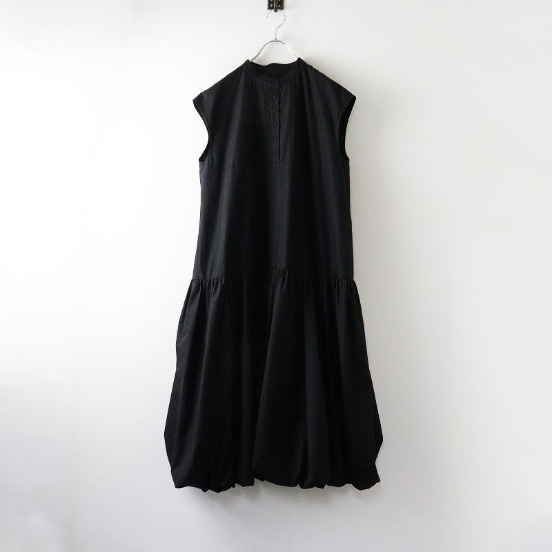 bow a ボウエー STAND COLLAR BALLOON ONE PIECE スタンドカラーバルーンワンピース M ブラック┃黒 ドレス
