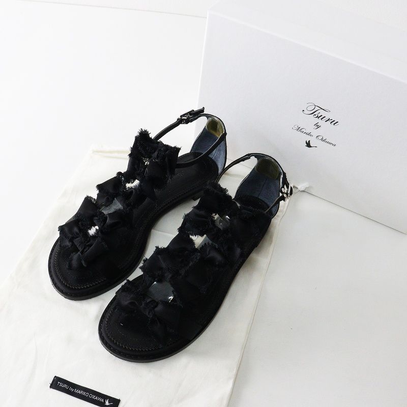 TSURU by MARIKO OIKAWA ブラックリボンデザイン ミュール TSURU by Mariko Oikawa（ツルバイマリコオイカワ）の「TSURU by