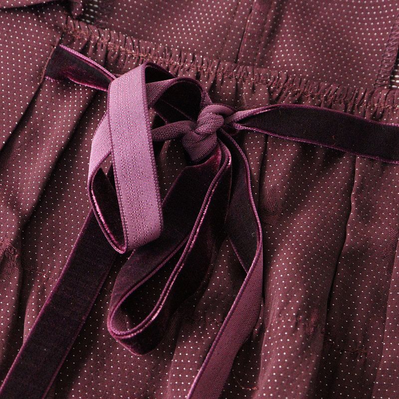  ジェーンマープルドンルサロン Jane Marple Dans Le Salon リボンジャガード ギャザーロングワンピース M エンジ┃ その他 その他