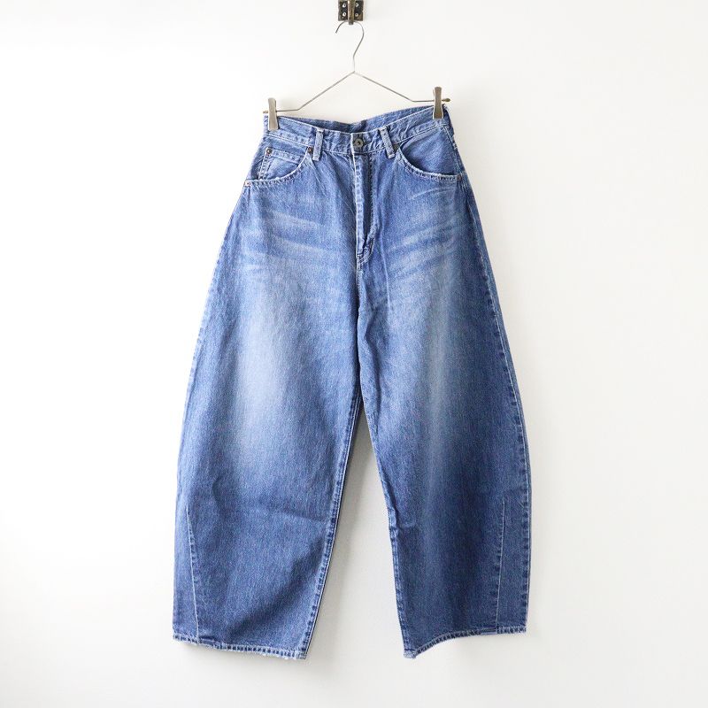 ジョンブル デニムバレルパンツ S ブルー インディゴ ワイド ジーンズ カーブ