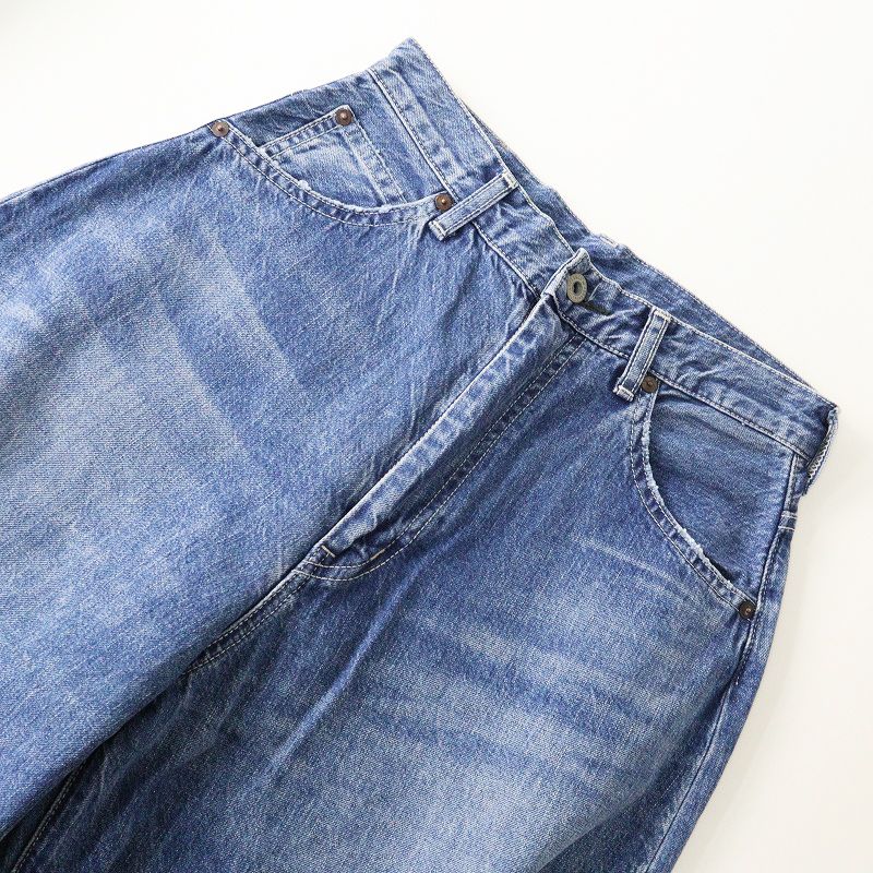  ジョンブル デニムバレルパンツ S ブルー インディゴ ワイド ジーンズ カーブ その他 パンツ