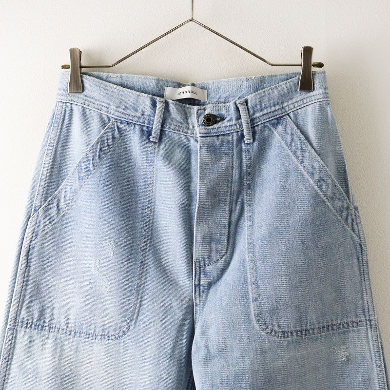 ジョンブル 11オンスデニム デッキパンツ S ライトブルー ワーク ワイド セレモニー ウール混