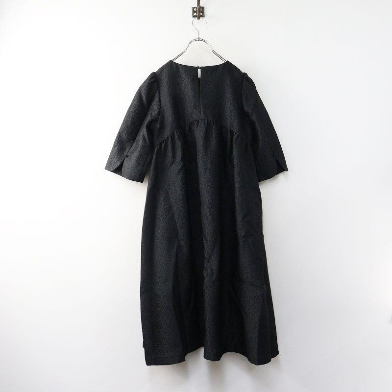 2025 AW ソーノ sono クリスタルジャガードキリカエワンピース 1 ブラック ドレス ギャザー フ ロング