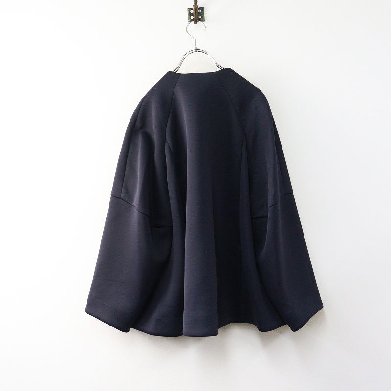 新品 タグ付 SONO NAVY Mum ソーノ ノーカラー　フレアジャケット 美品 2023 ソーノ sono マシュマロコート YOUTHFUL 1＼ネイビー ノー