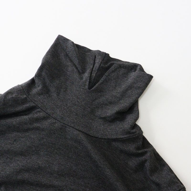 美品 ミズイロインド mizuiro ind ハイネックシャツカラープルオーバー＼チャコールグレー カットソー Tシャツ【2400014767186】