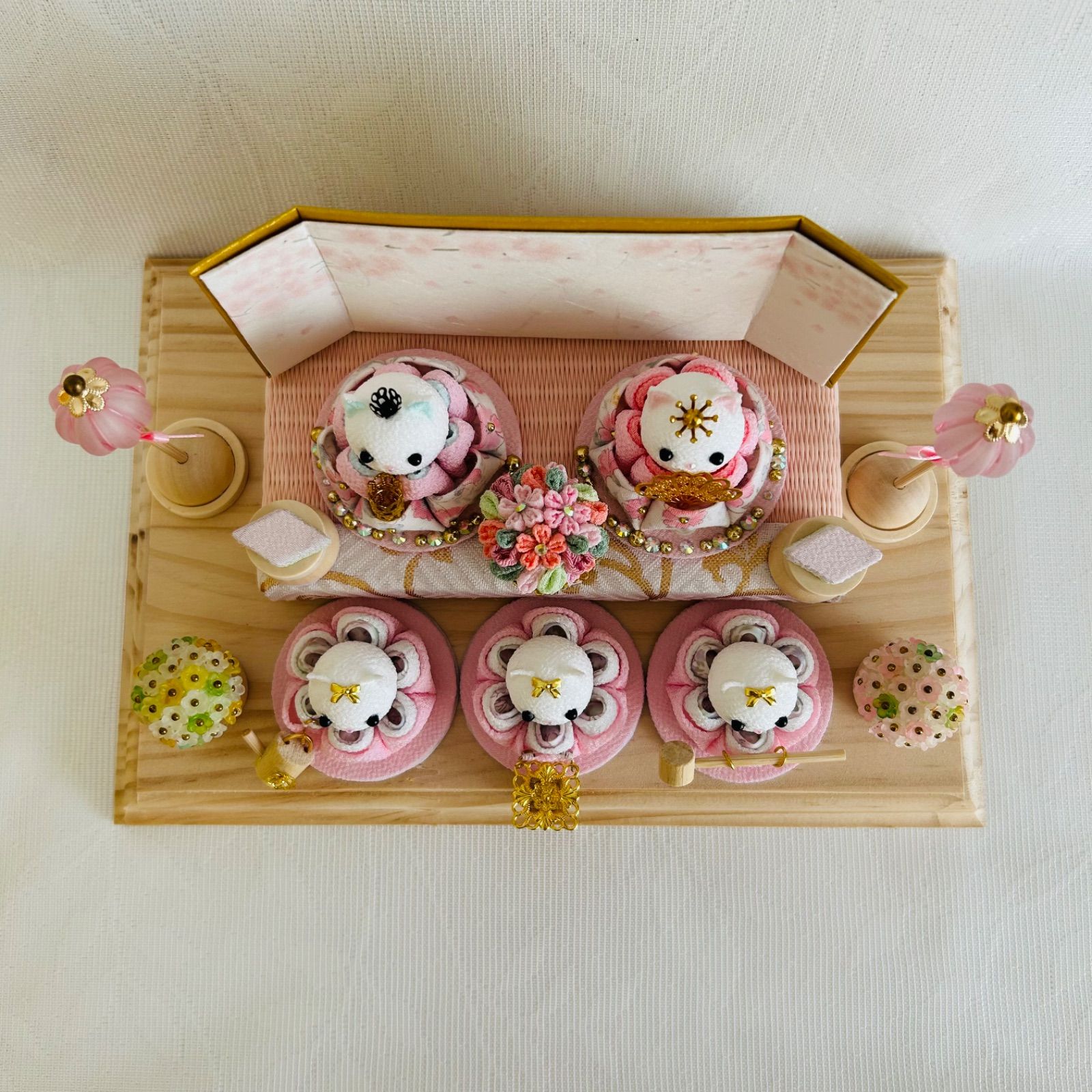 雛人形 お雛様 ハンドメイド リバティ つまみ細工 おしゃれ くま ねこ