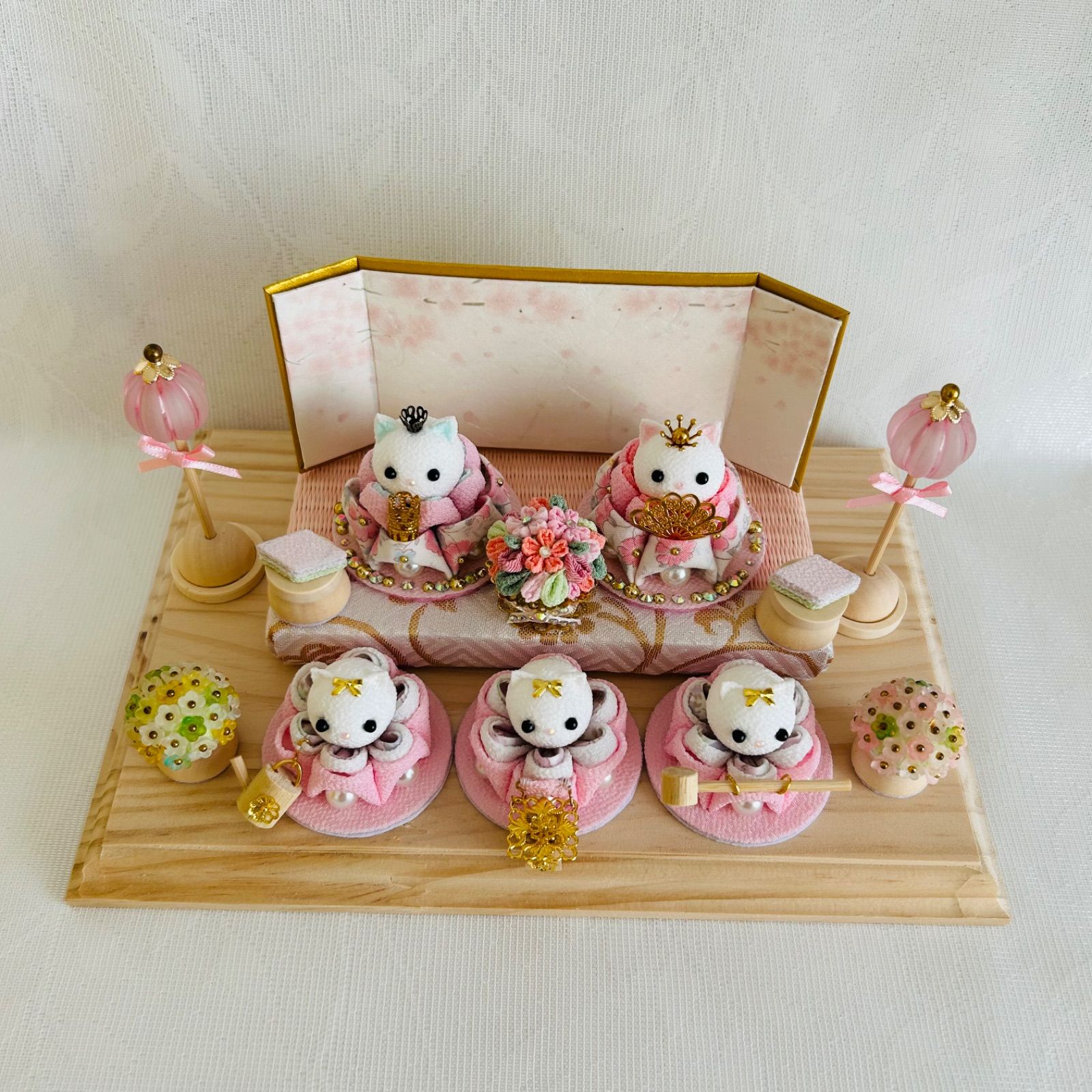 雛人形 お雛様 ハンドメイド リバティ つまみ細工 おしゃれ くま ねこ