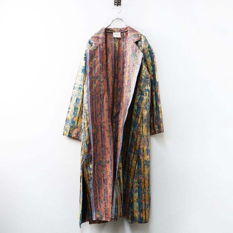 フォルテフォルテ Forte フラワージャガード ラメ入り 羽織りマキシコート 0 マルチカラーチェック┃ハオリ