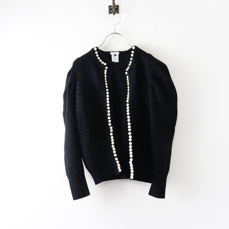 2025 AW ダブルスタンダードクロージング ソヴ sov パール付きパフスリーブニットカーディガンアンサンブル 38 ブラック┃