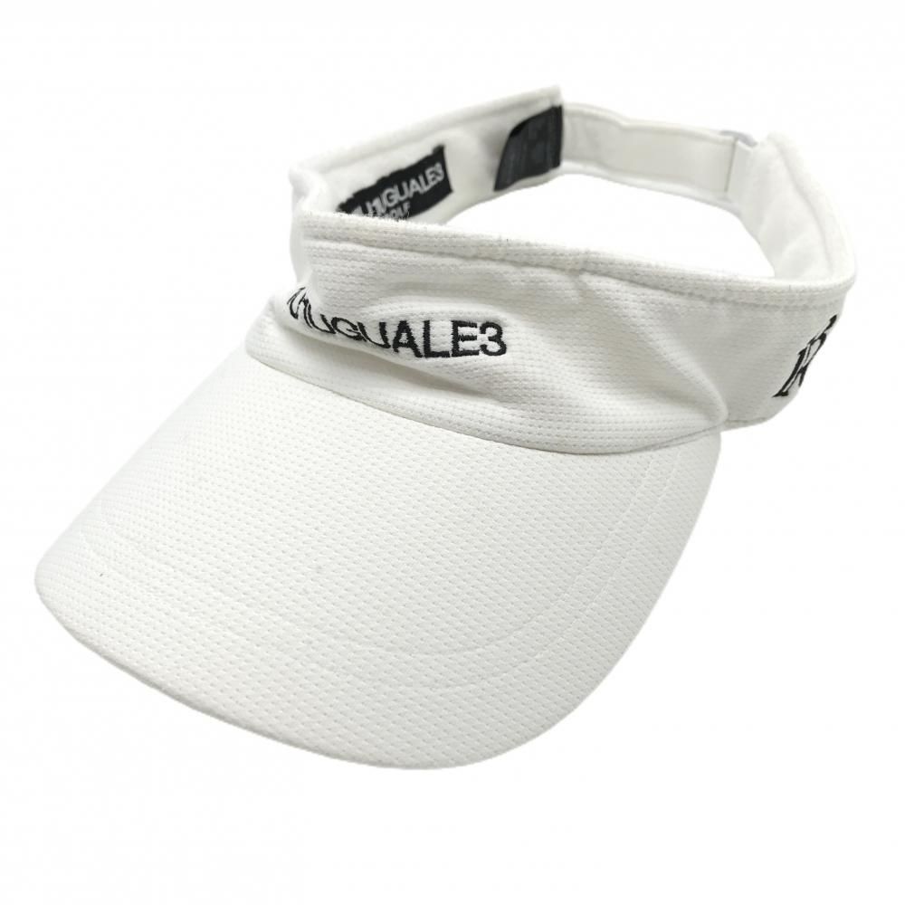 ウノピゥウノウグァーレトレ サンバイザー 白×黒 ロゴ刺しゅう ゴルフ